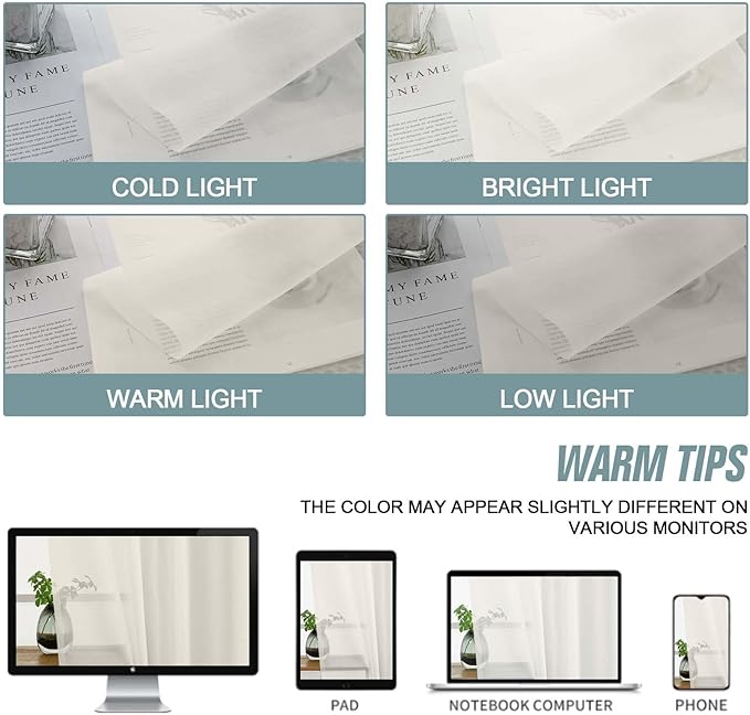 Ivory Small Sheer Curtains Tier 24 Inches Length 2 Pieces, Light Filtering Cafe Curtains Sheers for Living Room Bathroom, Modern Window Treatments Dual Rod Pocket Panels, 2X42Wx24L Inches