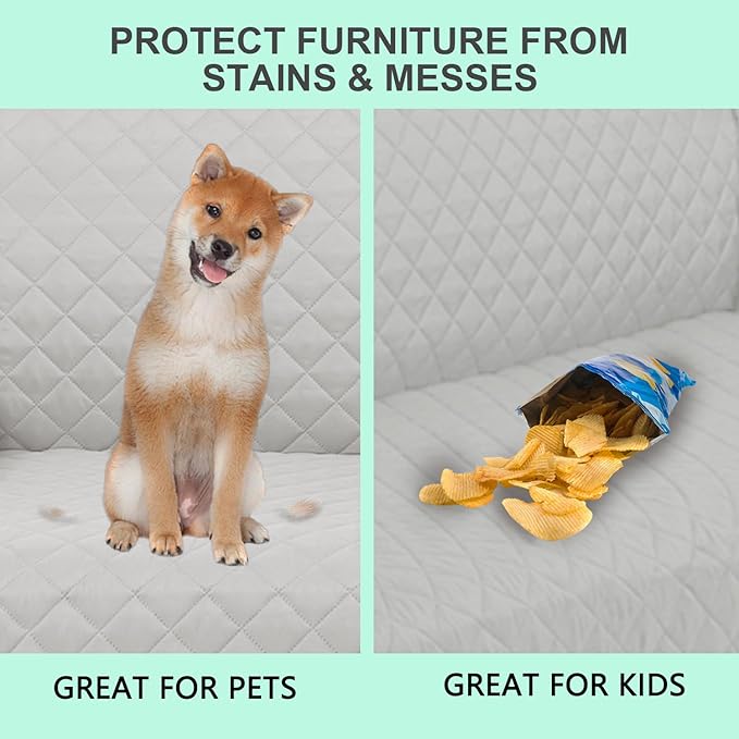 Reversible Oversized Sofa Covers Couch Cover Furniture Protector for Dogs Elastic Straps Water Resistant(XLSofa Light Grey/Beige)