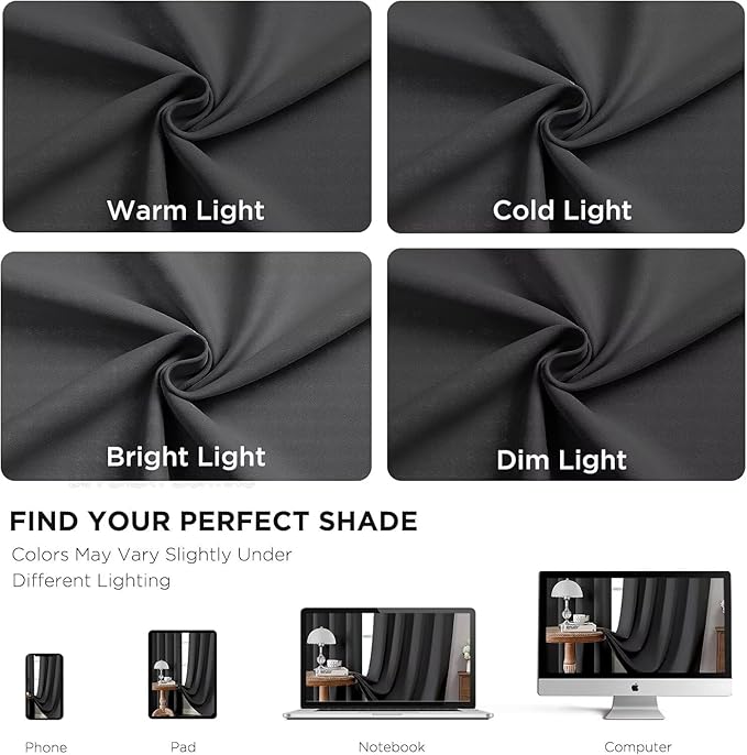 Joydeco Blackout Curtains 108 Inches Long 2 Panels Set, Thermal Insulated Long Curtains& Drapes 2 Burg, Room Darkening Drapes for Bedroom Living Room Window (Grey, W37 x L108 Inch)