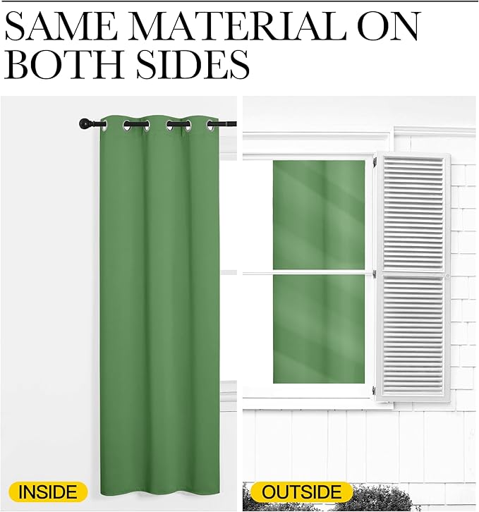 NICETOWN Forest Green Kitchen Blackout Short Curtain Panels for Bedroom, 2 Panels, W42 x L45 -Inch, Thermal Insulated Grommet Top Blackout Draperies and Drapes
