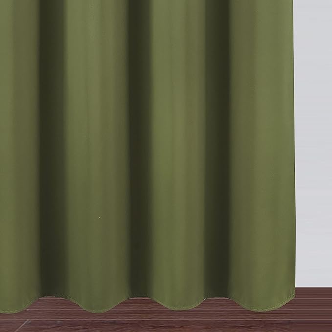 LEMOMO Olive Green Thermal Blackout Curtains/38 x 63 Inch/Set of 2 Panels Room Darkening Curtains for Bedroom