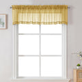 Chyhomenyc Sheer Valances for Windows 2 Pack, Small Window Curtains for Living Room Bathroom, Modern Top Dual Rod Pocket Voile Basement Curtains, 42W x 14L inches, Gold