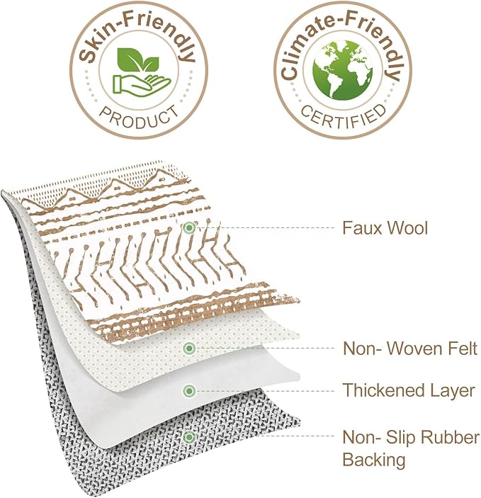 Nakagishi Area Rug Living Room Rugs: 5x7 Machine Washable Boho Large Neutral Farmhouse Stain Resistant Moroccan Indoor Carpet for Bedroom Nursery Dorm Classroom Playroom Dining Room House-Brown White