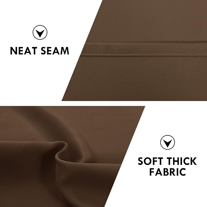DWCN Blackout Curtains Room Darkening Thermal Insulated Bedroom Curtains Window Curtain Panels, 52 x 63 inches Long, Set of 2 Brown Rod Pocket Drapes