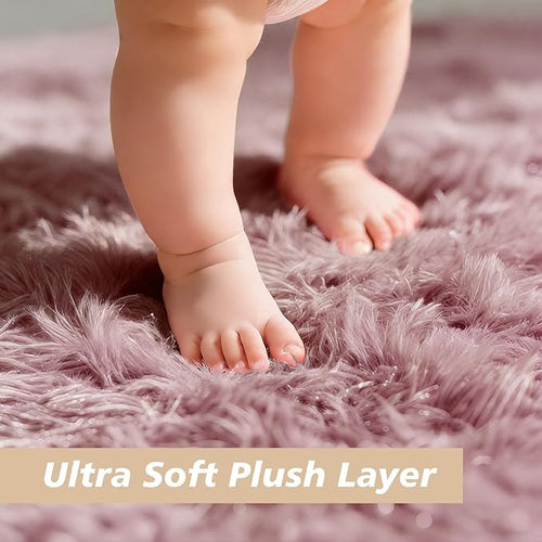6x9 Fluffy Area Rug for Living Room,Shag Area Rugs for Bedroom,Blush Soft Fuzzy Rug Non-Shedding Indoor Plush Carpet for Kids Bedroom Nursery Dorm Home Decor