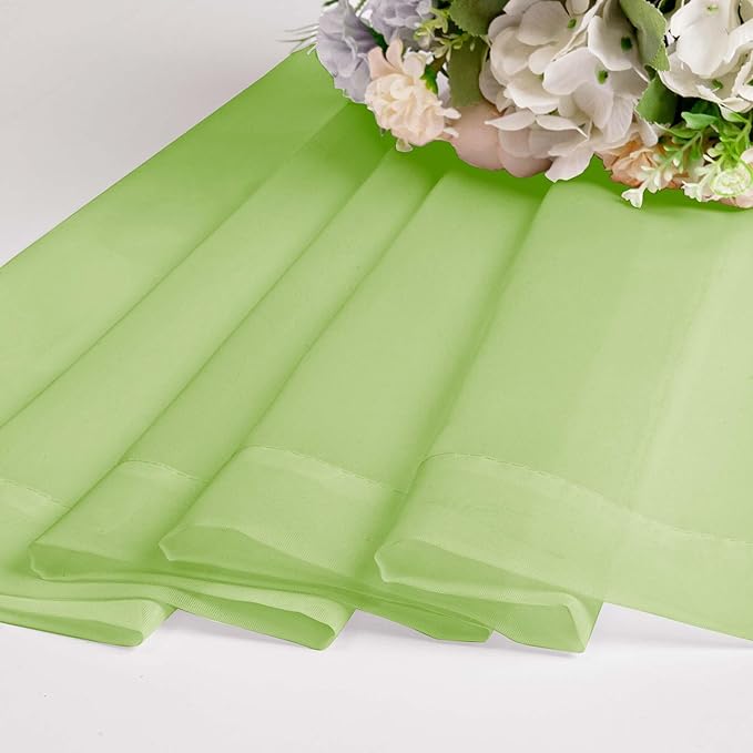 OWENIE Lime Sheer Curtains for Bedroom Living Room 90 Inches Long, Elegant Solid Light Filtering Window Curtain Panles, Modern Rod Pocket Lime Curtain, 2Pcs, Each 42" W x 90" L