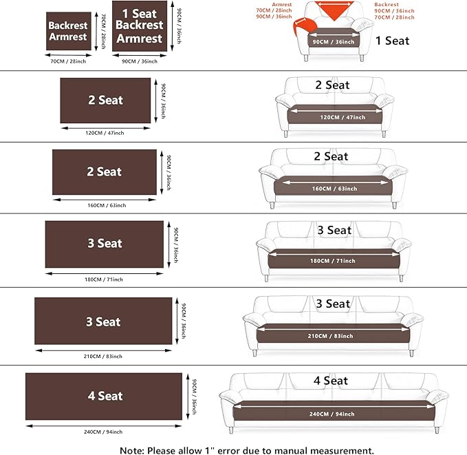 Velvet Couch Cover, Plush Sectional Sofa Cover Washable, Anti Slip Sofa Slipcover for 3-4 Cushions Sofas, Furniture Protector Covers for Pets & Kids(1PC, Dark Brown, 35.4"×82.6", 3-4 Seater)