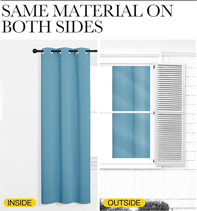 NICETOWN Teal Blue Blackout Curtains 120 inches Length for Living Room, 2 Panels, 55" Wide, Thermal Insulated Long Drapes for Large Window