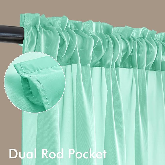MIULEE Aqua Sheer Curtains 84 Inches Long, 4 Panels Set, Light Filtering Rod Pocket Voile Drapes for Living Room and Bedroom, Airy Soft Fabric Window Treatments, 42 x 84 Inches