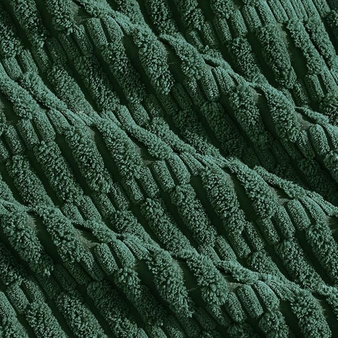 Fancy Homi Set of 4 Dark Green Boho Decorative Throw Pillow Covers 16x16 Inch for Couch Bed Sofa, Aesthetic Modern Bohemian Room Decor, Soft Fuzzy Fluffy Cozy Corduroy Textured Cushion Case 40x40cm