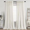 Elegant Cream Linen Curtains Semi Sheer Curtain 98 Inches Long for Bedroom Neutral Light Filtering Drapes for Livingroom 2 Penels Set Back Tab Window Curtains Linen Textured 52x98
