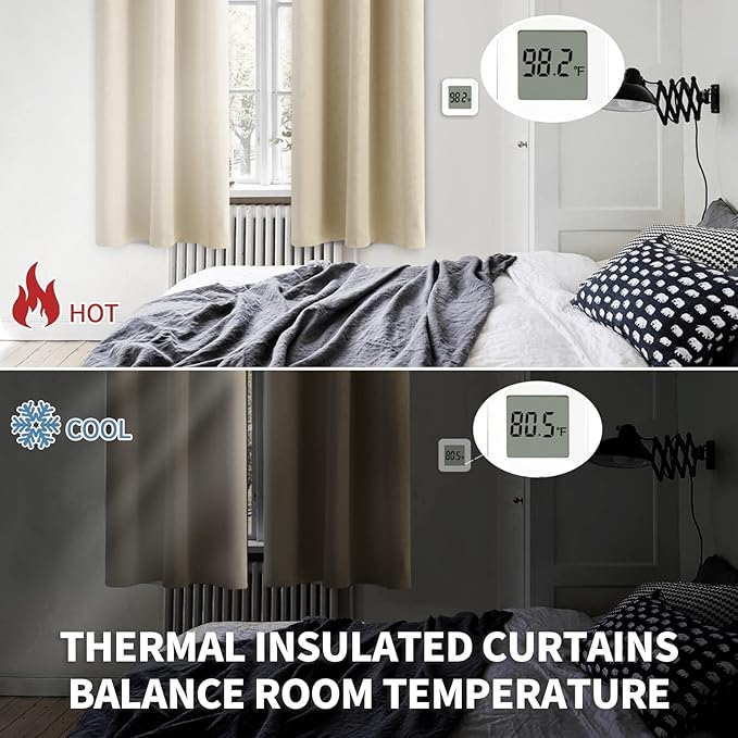 BGment Room Darkening Curtains 96 Inches Long - Grommet Thermal Insulated Drapes Window Treatment Curtains for Bedroom, 2 Panels, 55 x 96 Inch, Beige