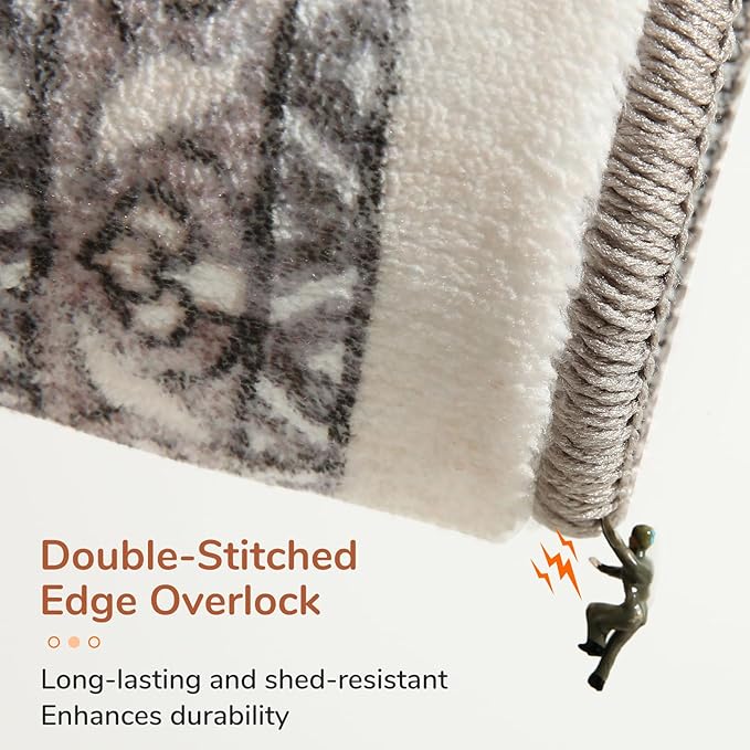 OPPODREAM Soft Area Rugs 5x7, 5x7 Washable Rug with Non Slip Backing, 5 x 7 Faux Cashmere Low-Pile Carpet, Brown
