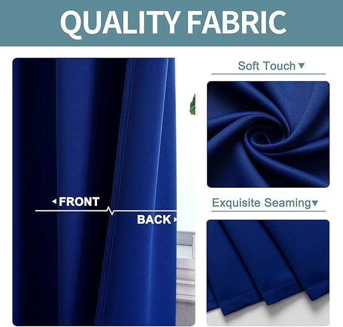 ChrisDowa Grommet Blackout Curtains for Bedroom and Living Room - 2 Panels Set Thermal Insulated Room Darkening Curtains (Royal Blue, 42W x 63L)