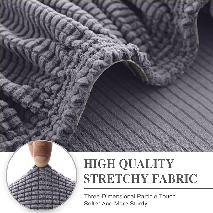 Couch Cushion Covers for Sectional Sofa L Shape Washable Separate Seat Chaise Couch Cover Stretch Sofa Slipcovers with 2 Pcs Pillowcases(3 Seater + 1 Chaise, Light Grey)