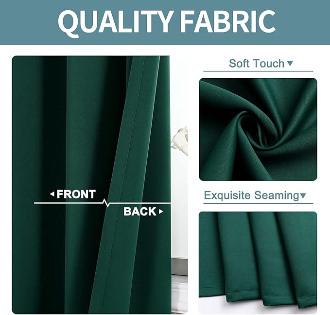ChrisDowa Blackout Curtains 102 Inches Long 2 Panels Set for Living Room, Grommet Thermal Insulated Room Darkening Curtains for Bedroom (Forest Green, 52 x 102 Inch)