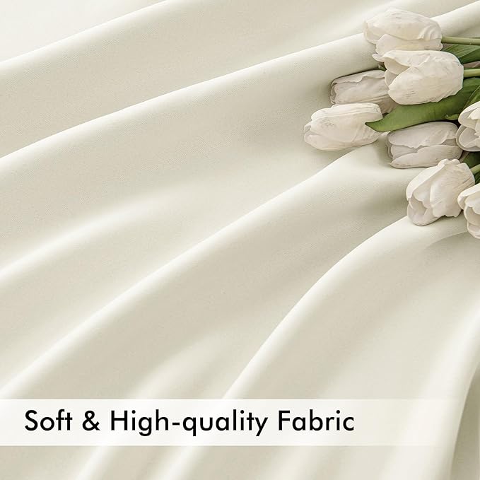 MIULEE Cream Back Tab Blackout Curtains 84 Inch Length 2 Panels Set for Living Room Bedroom Privacy, Rod Pocket/Pinch Pleat Thermal Insulated Room Darkening Pleated Light Blocking Drapes