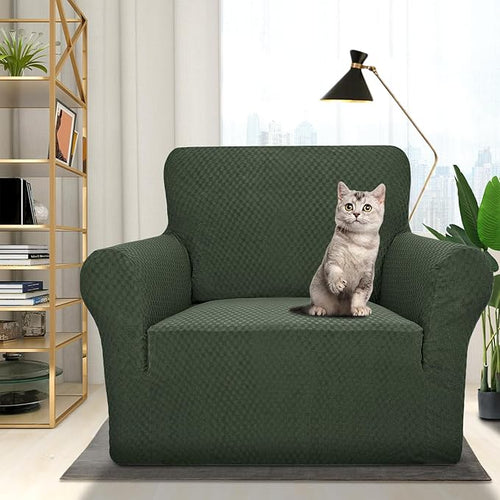 1 Piece Jacquard Chair Slipcovers for Living Room High Stretch Chair Covers with Arms Anti Slip Pets Friendly Couch Sofa Armchair Cover Furniture Protector (Chair, Army Green)