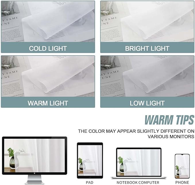 White Sheer Curtains 90 Inches Long 2 Panels, Light Filtering Solid Sheer Curtains for Bedroom Living Room, Lightweight Soft Airy Window Voile Sheer Drapes, Dual Rod Pocket, 2x42Wx90L Inches