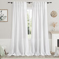 Nanspring White Linen Curtains for Living Room 119 Inches Long Extra Long Back Tab Curtains Farmhouse Light Filtering Semi Sheer Linen Drapes Ceiling to Floor for Large Window 2 Panels Set 52x119