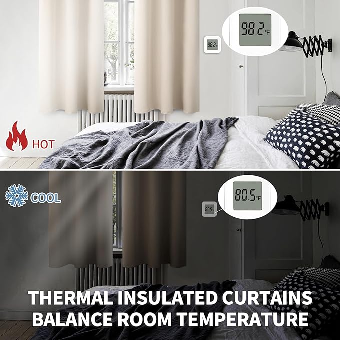 BGment Blackout Curtains - Grommet Thermal Insulated Room Darkening Bedroom and Living Room Curtains, Set of 2 Panels (52 x 45 Inch, Champagne)