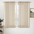 MIULEE Light Taupe Linen Curtains 63 Inch Length 2 Panels for Bedroom Living Room, Soft Linen Textured Window Drapes Semi Sheer Light Filtering Back Tab Rod Pocket Farmhouse Modern Burlap Look Decor