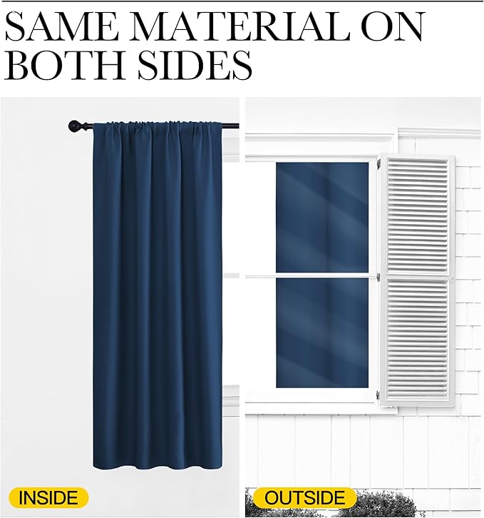 NICETOWN Blackout Curtains for Bedroom, Blackout Curtain Panels, Moroccan Blue, 1 Pair, 70 by 63-inch, Window Treatment Energy Saving Thermal Insulated Solid Rod Pocket Blackout Drapes/Draperies