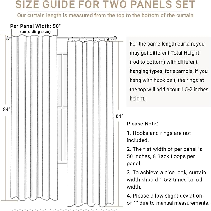 100% Blackout Shield Linen Blackout Curtains for Bedroom 90 Inches Long, Back Tab/Rod Pocket Living Room Drapes, Thermal Insulated Blackout Curtains 2 Panels Set, 50" W x 90" L, Plaza Taupe