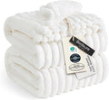Bedsure GentleSoft California King Size White Fleece Blanket for Bed - Cozy Soft Blankets for Women, Cute Large Throws for Girls, Off White, 102x96 Inches