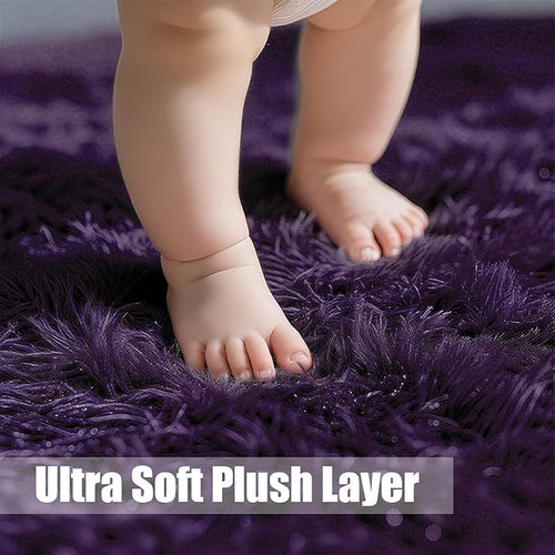 9x12 Fluffy Area Rugs for Living Room,Large Purple Fuzzy Shag Area Rug for Bedroom,Soft Non-Shedding Indoor Plush Carpet for Kids Bedroom Nursery Home Decor