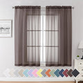 Aiyufeng Chocolate Sheer Curtains 63 Inches Long 2 Panels, Solid Voile Top Dual Rod Pockets Stylish Breathable Drapes Window Treatment for Kid's Room/Bedroom/Living Room, 40W x 63L, Chocolate Brown