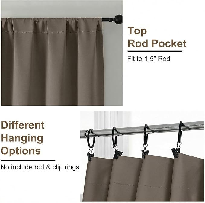 Simplebrand Ava Latte Blackout Curtains for Bedroom 84 Inch Length 2 Panels Set, Solid Thermal Insulated Privacy Living Room Window Treatment Curtains Blackout Drapes, W50 x L84 Inch, Latte