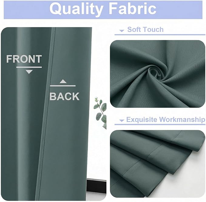 Simplebrand Ava Dark Green Blackout Curtains for Bedroom 84 Inch Length 2 Panels Set, Solid Thermal Insulated Privacy Nursery Window Treatment Curtains Blackout Drapes, W40 x L84 Inch, Dark Green