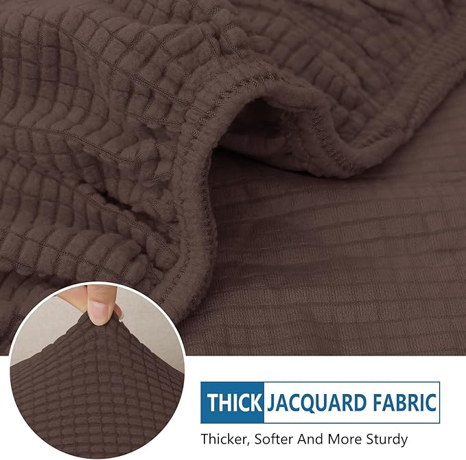 hyha Waterproof Couch Cushion Covers for Pets, Non Slip Sofa Seat Cover for Dogs Washable, Soft Thick Stretch Jacquard Fabric, Sofa Slipcovers with Elastic Bottom (1 Chaise+3 Seater, Brown)