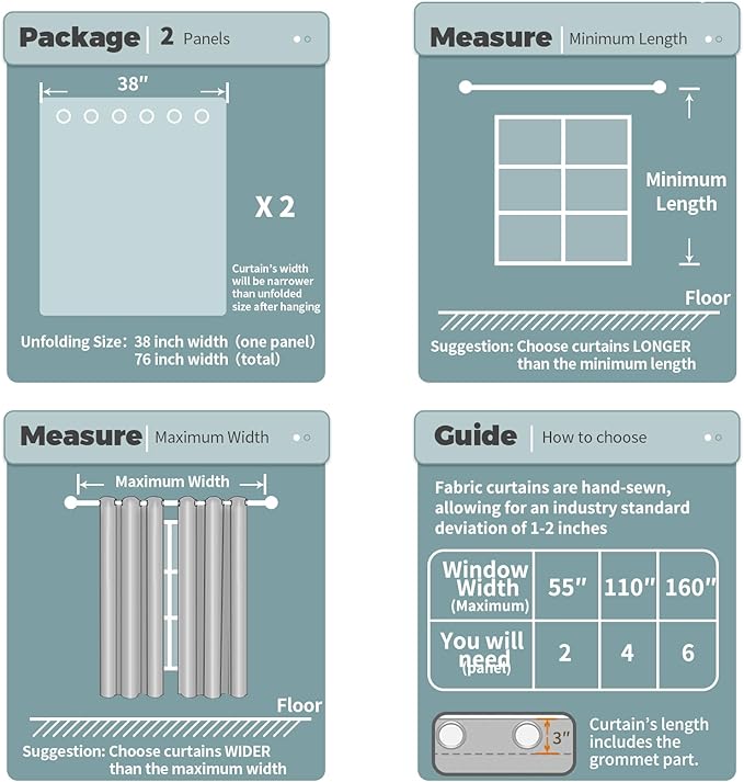 BGment Blackout Curtains - Grommet Thermal Insulated Room Darkening Bedroom and Living Room Curtains, Set of 2 Panels (38 x 63 Inch, Frosty Green)