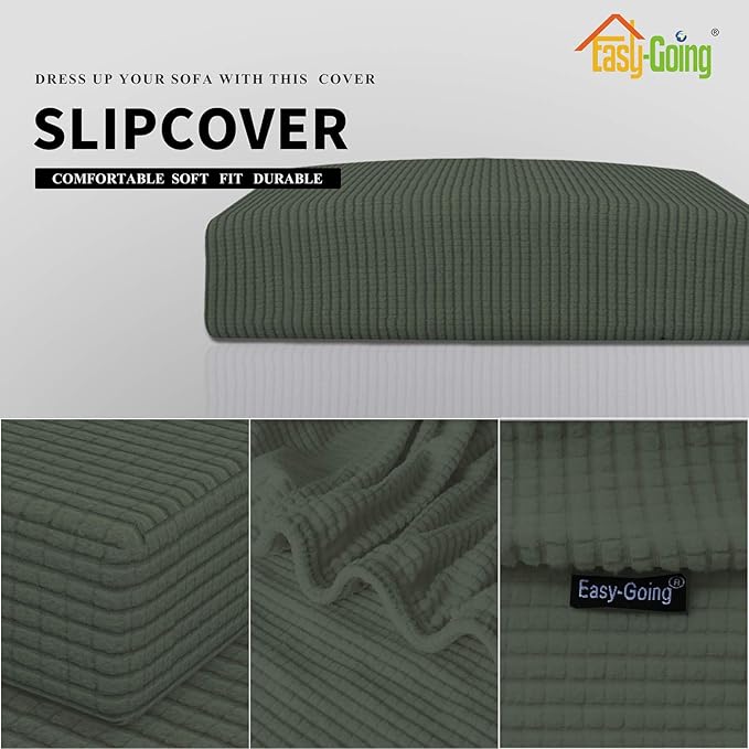 Easy-Going Stretch Cushion Cover Sofa Cushion Furniture Protector Sofa Seat Sofa slipcover Sofa Cover Soft Flexibility with Elastic Bottom(Oversized Sofa Cushion,Olive Green)
