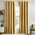 MIULEE Velvet Curtains Golden Elegant Grommet Thermal Insulated Soundproof Room Darkening Curtains/Drapes for Classical Living Room Bedroom Decor 52 x 108 Inch Set of 2