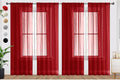 SpaceDresser Christmas Red Sheer Curtains 4 Panels Rod Pocket Semi-Sheer Curtain 96 Inches Long Light Filtering Voile Window Drapes for Bedroom Living Room Kitchen, Each 52W x 96L