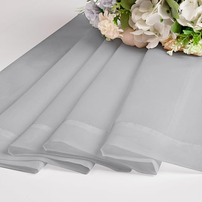 OWENIE Light Grey Sheer Curtains 90 Inches Long for Living Room 2 Panels Set, Soft Solid Living Room Sheer Curtains for Bedroom, Rod Pocket Light Filtering Farmhouse Curtains, 42" Wx90 L