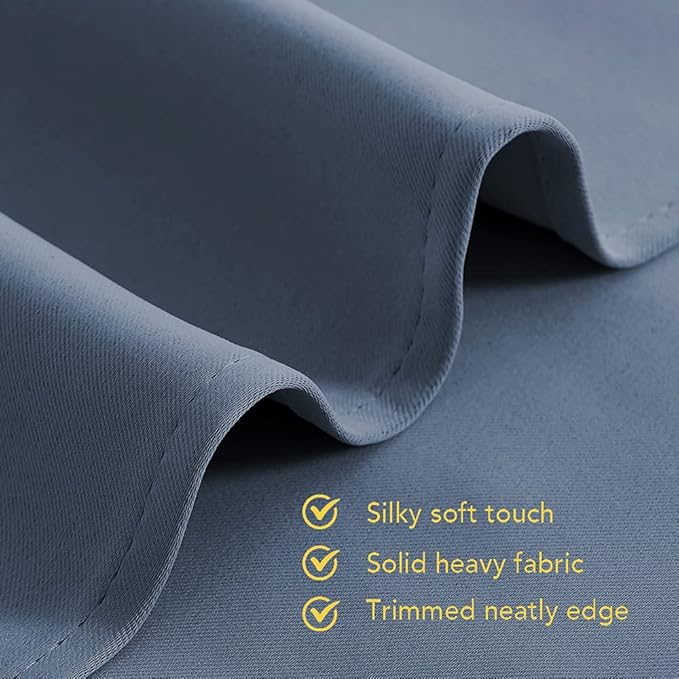 NICETOWN Blackout Curtains for Bedroom, Stone Blue, 42-inch Wide x 80-inch Long, 2PCs, Thermal Insulated Privacy Window Treatment Curtains & Drapes for Living Room, Nursery