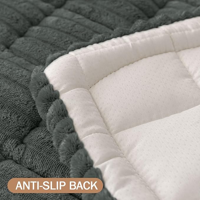 Smiry Couch Cover for Dogs Washable, Non Slip Fuzzy Pet Couch Covers for 3 Cushion Sofa Pet Friendly, Thick Soft Sofa Slipcovers Cushion Protector (Dark Grey, 27.6" x 47")