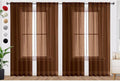 SpaceDresser Brown Sheer Curtains 4 Panels Rod Pocket Semi-Sheer Curtain 45 Inches Long Light Filtering Voile Window Drapes for Bedroom Living Room Kitchen, Each 52W x 45L