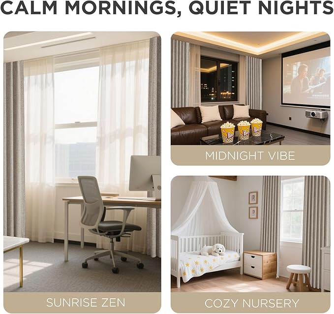 Joydeco Linen Blackout Curtains for Bedroom - 100% Light Blocking 1 Panels, Linen Drapes 70" W x 108" L, Thermal Insulated Room Darkening Curtains for Living Room, Rod Pocket & Back Tabs