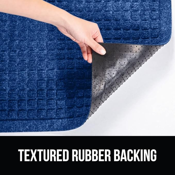 GORILLA GRIP® Ultra Absorbent Front Door Mat Outside Entrance, Traps Dirt and Moisture, HydroABSORB Indoor Outdoor Doormat Holds Up to 1.7 Cups Water, Stain and Fade Resistant Welcome Mat, 29x17, Blue