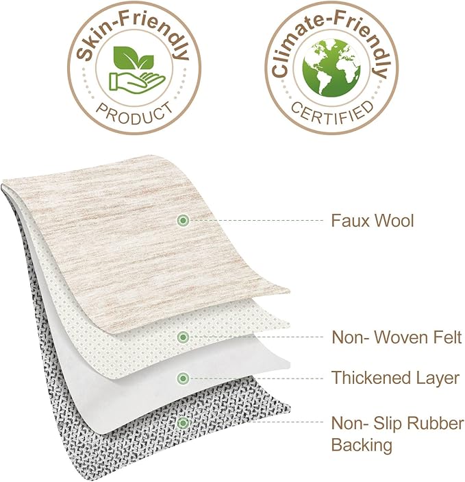 Nakagishi 5x8 Area Rugs Living Room: Washable Large Vintage Rug Neutral Non-Slip Soft Stain Resistant Indoor Carpet for Bedroom Nursery Dining Room Office Playroom - Beige-01