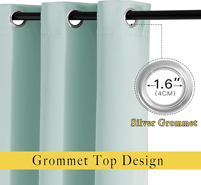 NICETOWN Bedroom Blackout Curtains for Kitchen Window - Window Treatment Thermal Insulated Solid Grommet Sound Reducing for Kitchen/Nursery, Aqua Blue, 2 Panels, W34 x L50