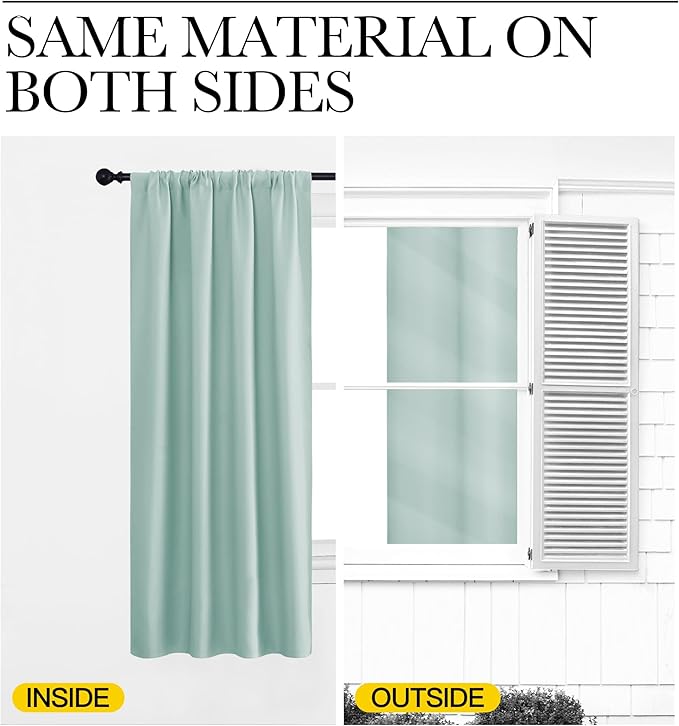 NICETOWN RV Blackout Curtains for Camper Windows, Aqua Blue, 34" x 36", Set of 2, Kitchen Curtains, Short Blackout Drapes, Thermal Insulated Rod Pocket Window Treatment Draperies for Nursery
