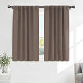 PONY DANCE Kitchen Curtains 45 Long - Window Drapes Light Filter Short Panels for Bathroom Easy Install with Back Tab & Rod Pocket Top, W 52 x L 45 Inches, Mocha, Double Panels