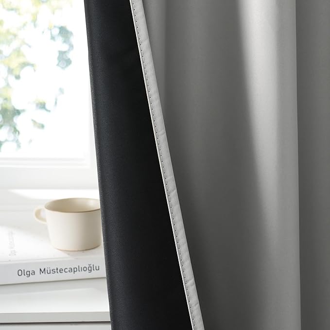 RYB HOME 100% Blackout Basement Curtains 30 inches Long, Heat & UV Blocking Total Room Darkening Noise Reducing Curtains for Bathroom RV Campers, Sliver Grey, 2 Panels Set