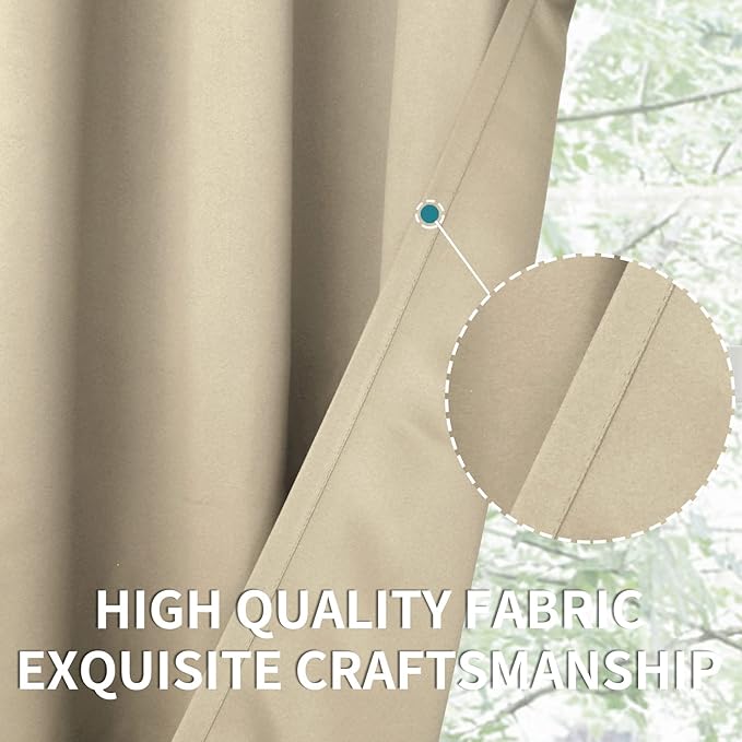 BGment Room Darkening Curtains 120 Inches Long - Grommet Thermal Insulated Drapes Window Treatment Curtains for Bedroom, 2 Panels, 52 x 120 Inch, Beige